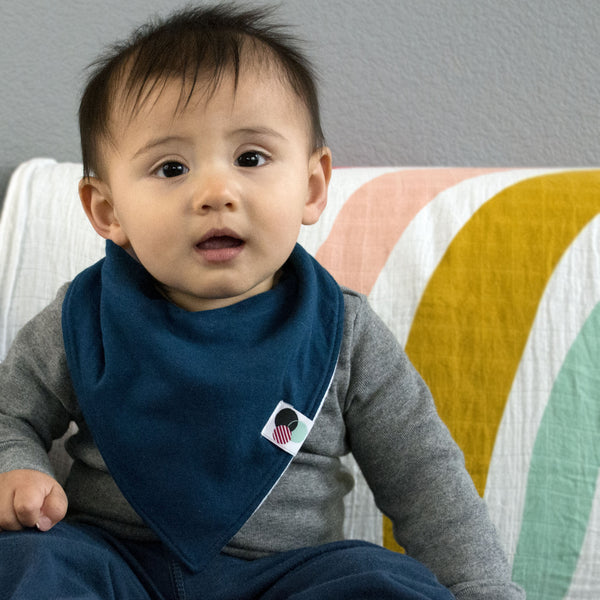 DARK BLUE SOLID | Premium Baby Bandana Bib