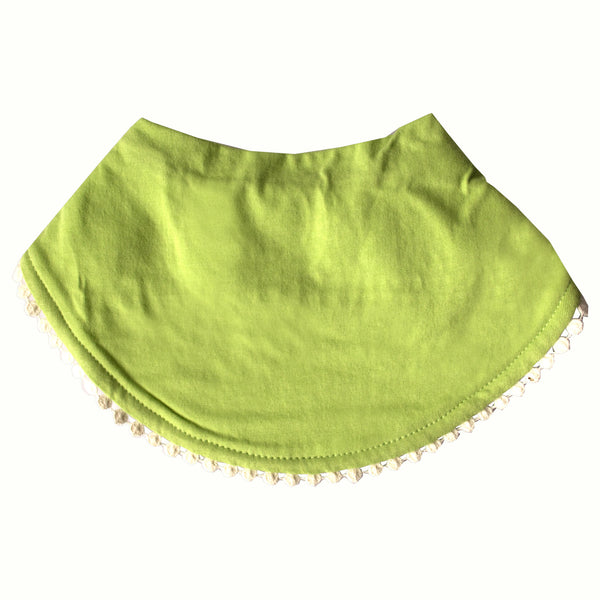 GREEN SOLID | Lace Trim Bib