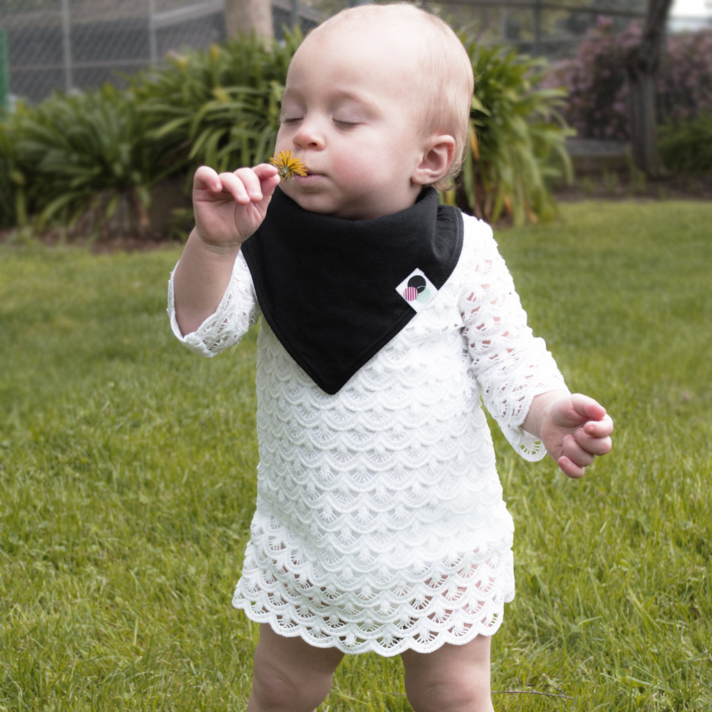 BLACK SOLID | Premium Baby Bandana Bibs