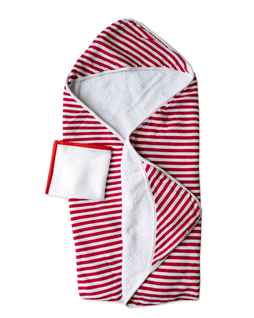 CANDI STRIPE | Hooded Towel + Washcloth Set
