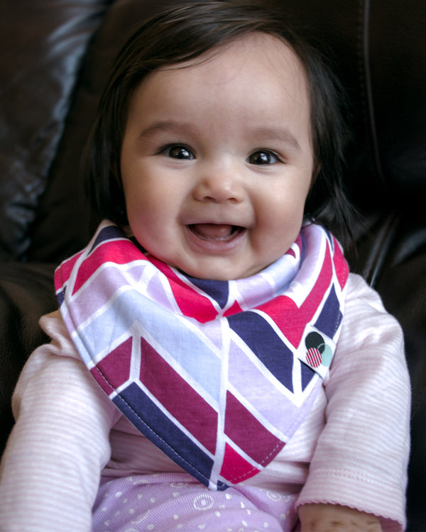 MAGENTA HERRINGBONE  | Premium Baby Bandana Bib