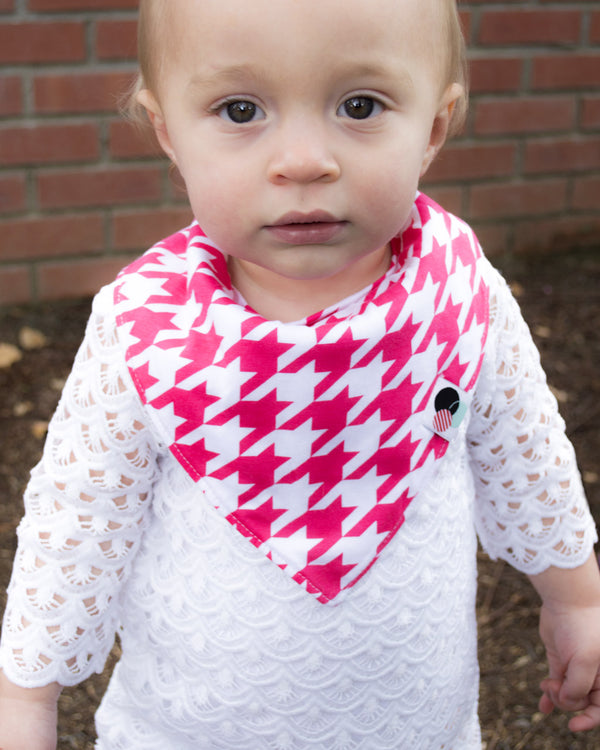 PINK HOUNDSTOOTH | Premium Baby Bandana Bib